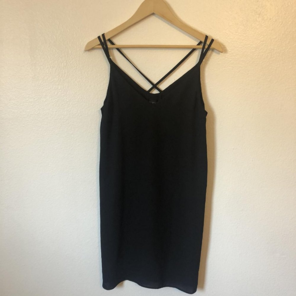 Topshop Criss Cross Back Little Black Slip Dress